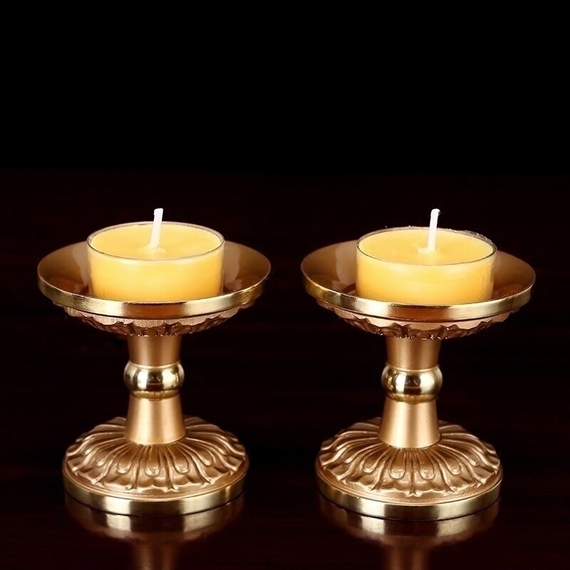 Yuantong Buddha trumpet candle holder pair for Buddha pure copper butter lamp seat lotus candle table lamp holder for lamp Buddha lamp