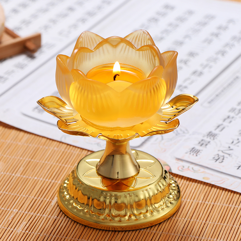 Round pass Buddha crisp oil lamp holder lotus candle holder Buddha front for lamp 4 hours ghee lamp candle base for Buddha lamp holder