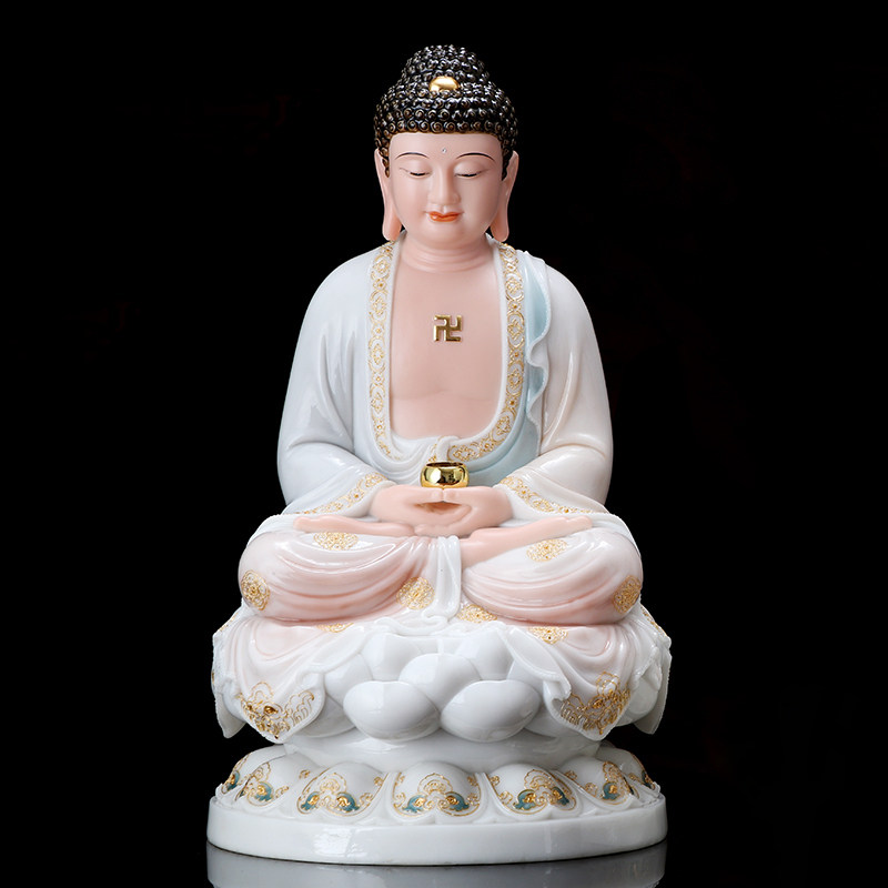 Hanbai jade Sakyamuni Buddha statue home Three Paver Buddha Amidover Buddha Sakamani Buddha sitting like a living room pendulum