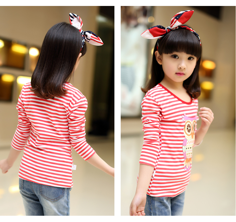 5 bé gái mùa thu Áo thun cotton 10 tay dài 7 mùa thu 6 trẻ lớn 8 quần áo trẻ em 9 bé gái chạm đáy áo 12 tuổi 11 quần áo trẻ em
