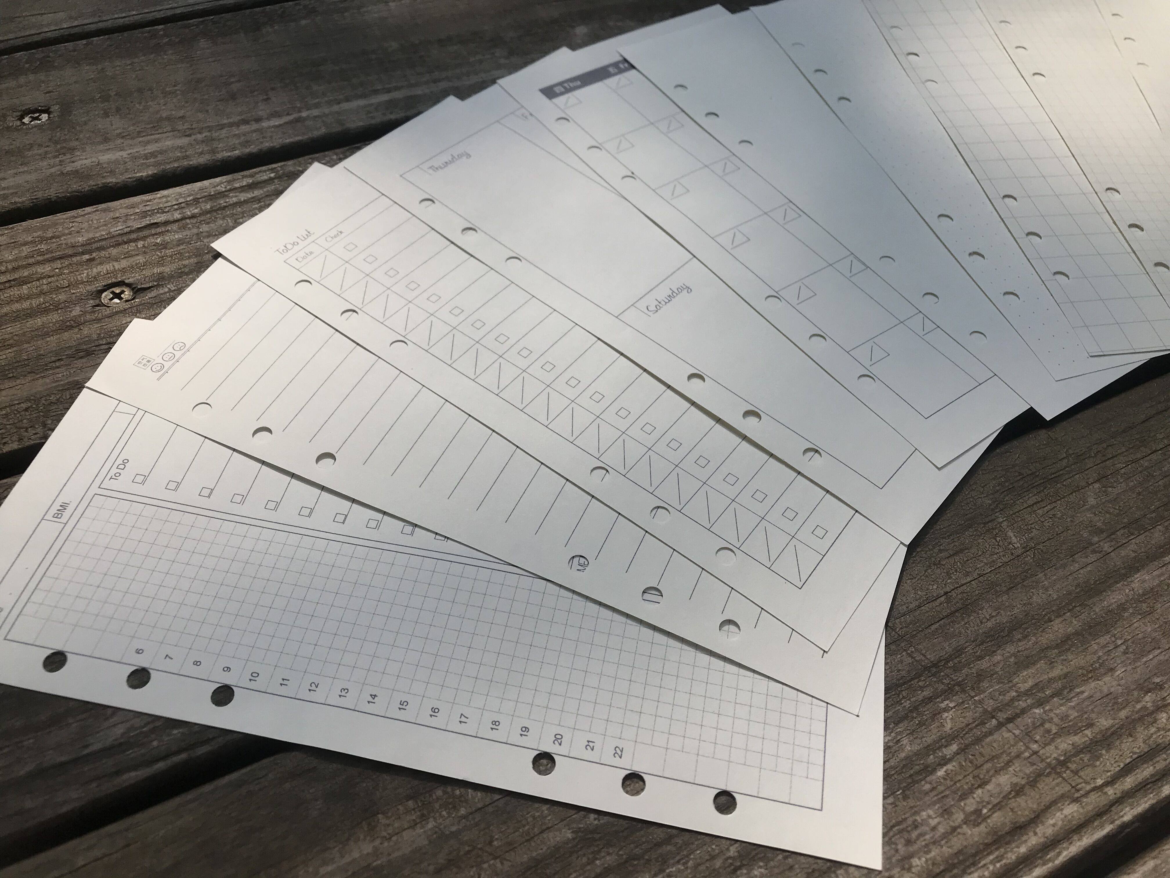 Handbook lease paper a5slim inner page Monthly plan week planned blank horizontal mesh 100 sheets