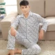 Bộ đồ ngủ bằng vải cotton cho nam trung niên mùa xuân và mùa thu mùa đông Áo len trung niên XL bộ đồ ngủ cotton dài tay