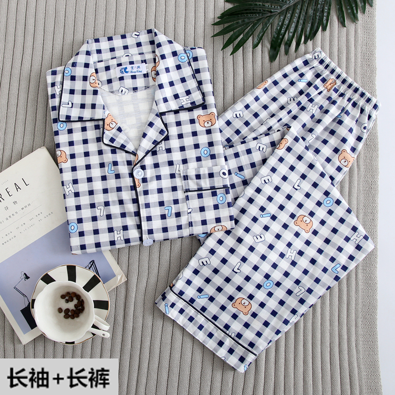 Mùa xuân và mùa thu mens trẻ bộ đồ ngủ dài tay bông trung niên mens pajamacard mens mùa hè quần áo nhà thiết.