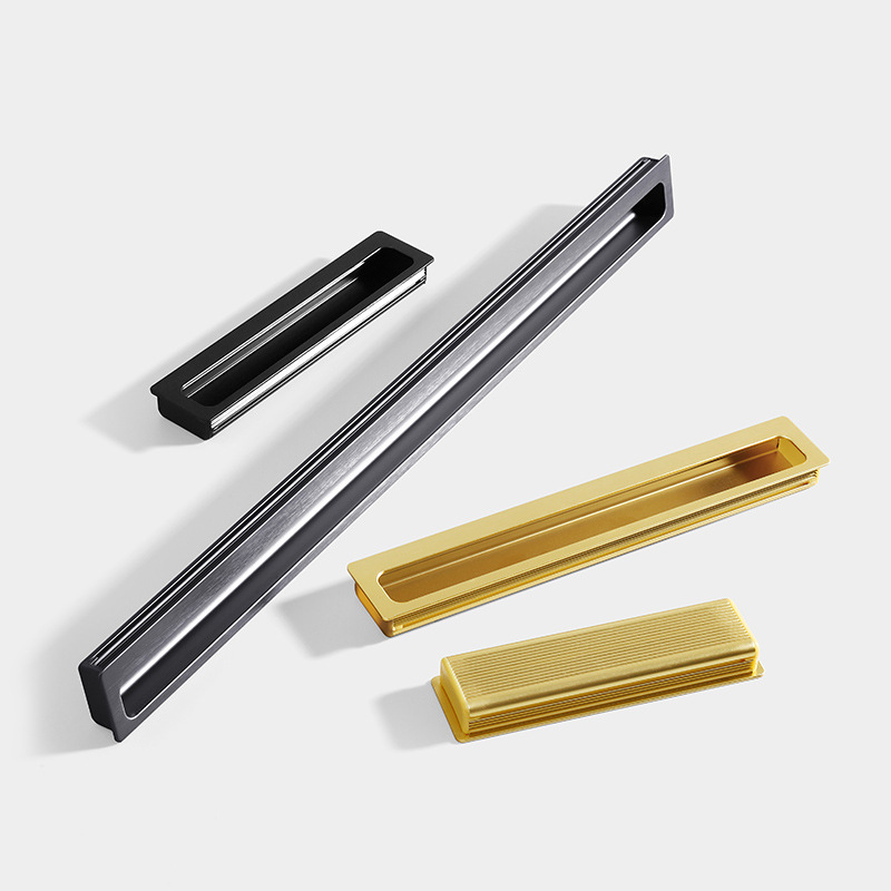 Light extravagant golden cupboard wardrobe door drawer invisible handle concealed concealed concealed button sliding door handle 1 m lengthened-Taobao