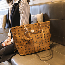 Hong Kong leather big bag womens bag pendant style trendy large capacity wild fashion tote bag portable shoulder bag