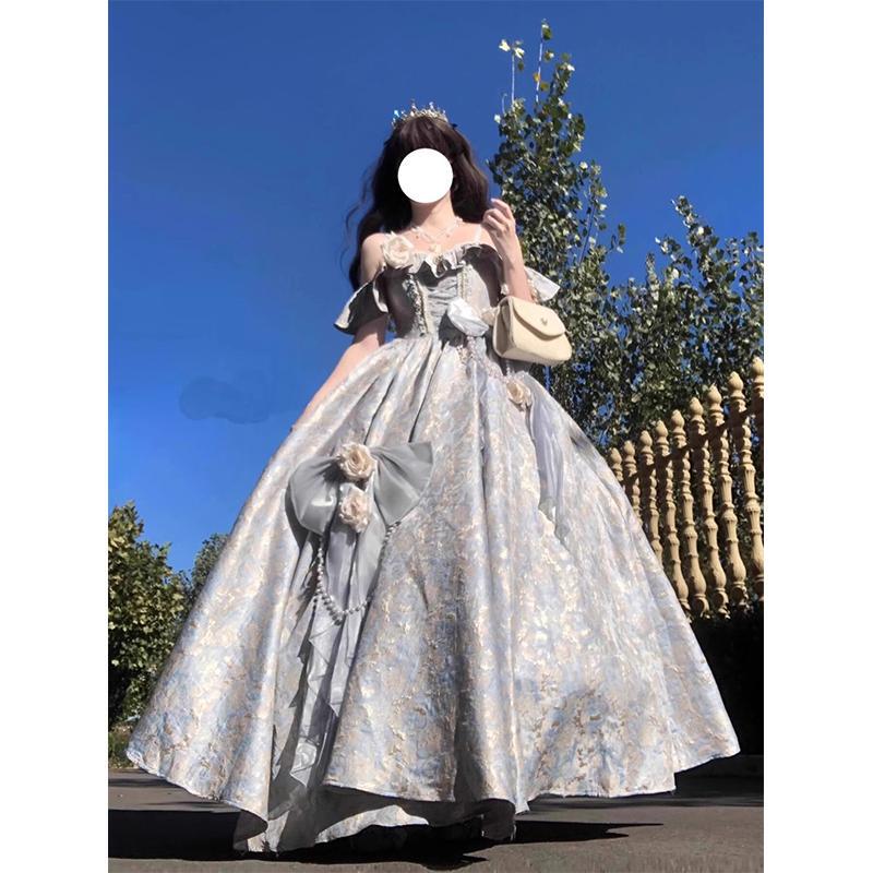 Blue Lolita Evening Dress for Women, Coming-Of-Age Ceremony, High School Graduation, Palace-Style Princess Dress, High-End Light Luxury Niche