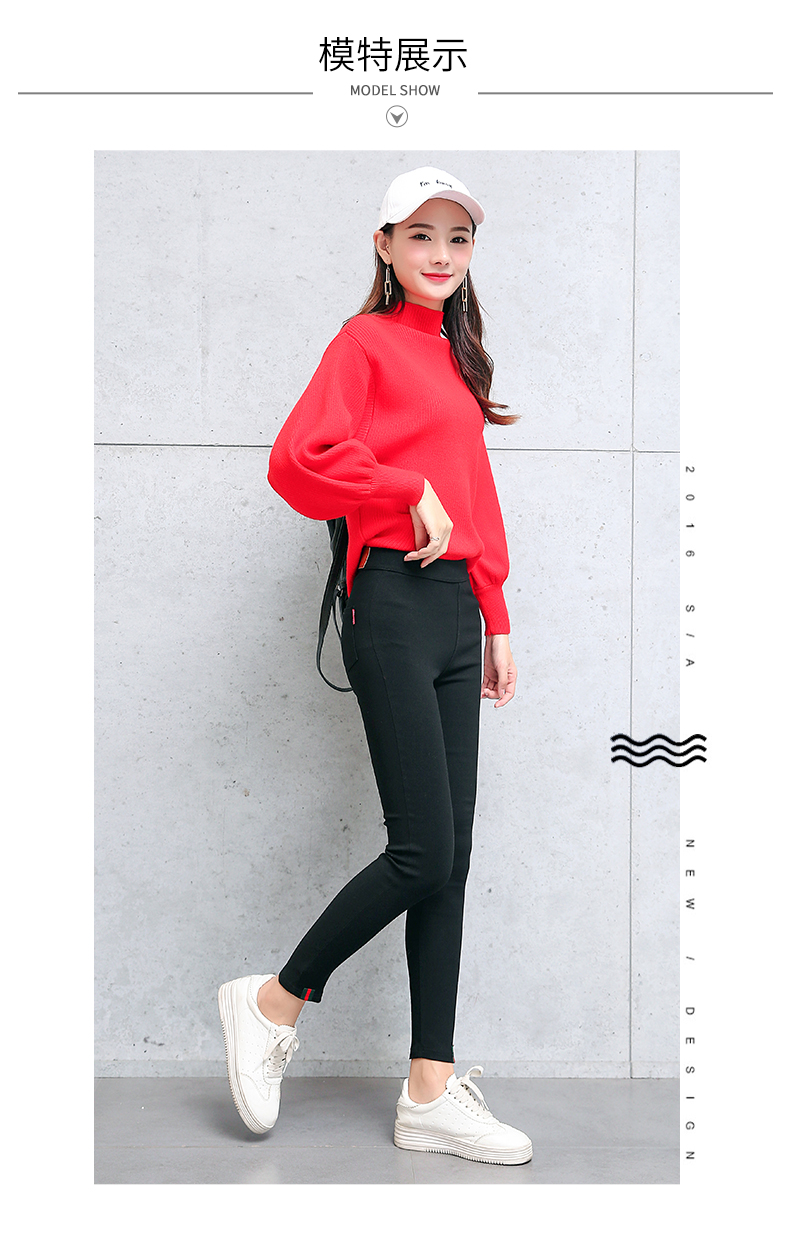 Quần legging, quần tây nữ, mặc chân nhỏ 2018, mùa thu đông mới eo cao, đen, mỏng, ấm, quần ấm, dày và nhung quần jean ống rộng nữ