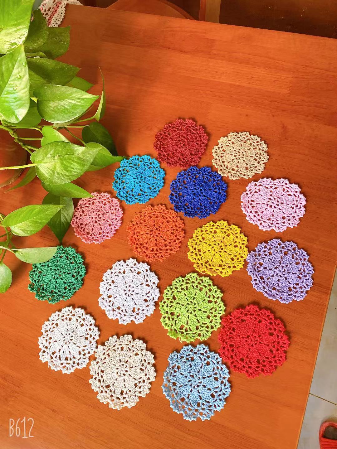 Handmade Cotton Thread Hook Flower Bowl Mat Hollowed-out Cup Mat Diy Woven Dining Cushion Eu Type Home European Style Heat Insulation Tea Mat Boutique