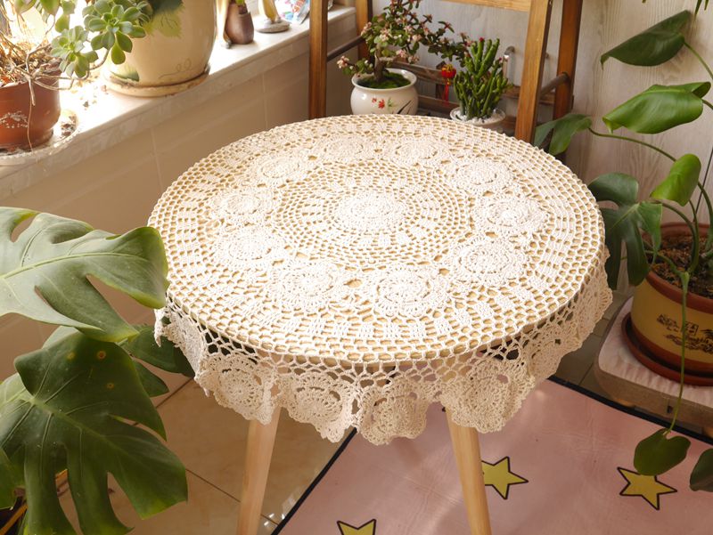 I love my house pure hand hook needle sketched cotton lace hollowed tablecloth tea table flag cover cloth