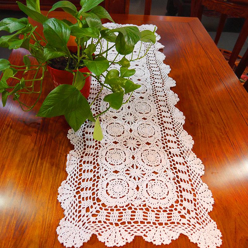 Customized I love my home pure hand-knit American rural pure cotton line hollow tablecloth table flag cabinet rectangular