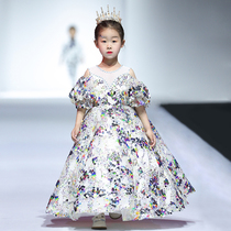 Childrens dress Princess dress girl 2021 New style flower girl show sequins big boy piano performance high end
