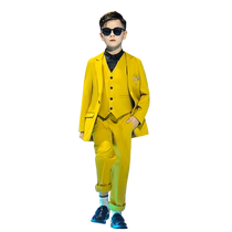 Yellow Boy Suits Suit Walking Show Host Piano Playing Gown Handsome Children Flowers Childrens Birthday Gown