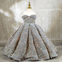 Childrens evening dress girls 2021 New temperament princess dress show 10-year-old girl piano performance high-end