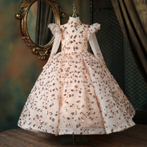 Childrens catwalk evening dress 2021 New temperament host Girl high-end atmosphere piano performance