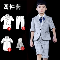 Комплект, белые штаны, синяя рубашка, 4 предмета