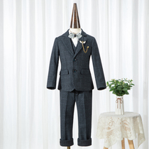 Childrens suit suit three-piece set 2021 New Plaid boys dress everyday flower girl suit model catwalk