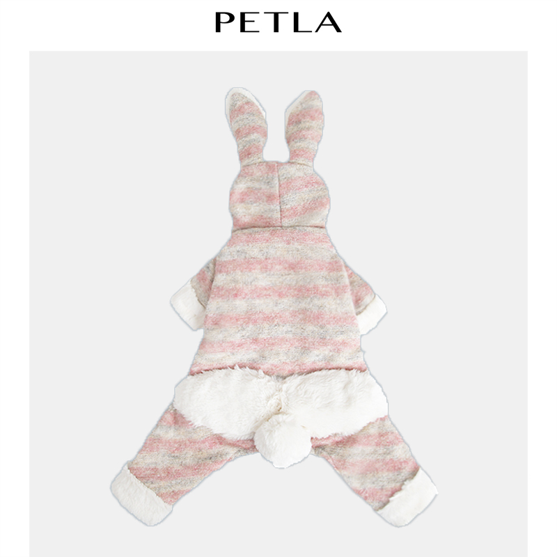 PETLA winter bunny striped teddy jumpsuit wool stitching pet clothing