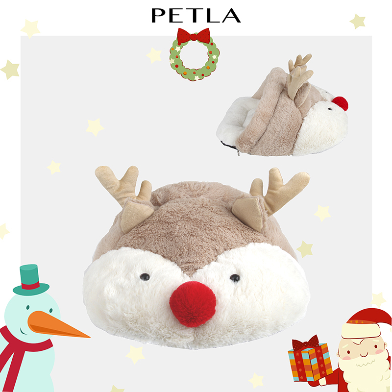 PETLA Pyla Christmas Elk Warm Cat's Nest Winter Small Dog Pet Bed Zipper Removal Machine Washable