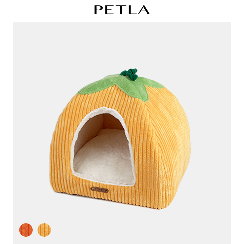 Pella pumpkin cat nest Deep sleep Closed winter net red kennel House-type pet home nest dog bed indoor