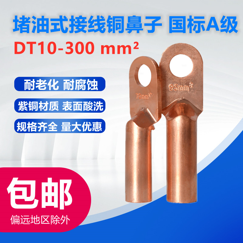 National standard copper nose copper joint DT10 16 25 25 50 50 70 70 wiring terminal wire ear copper tinned A-levels-Taobao