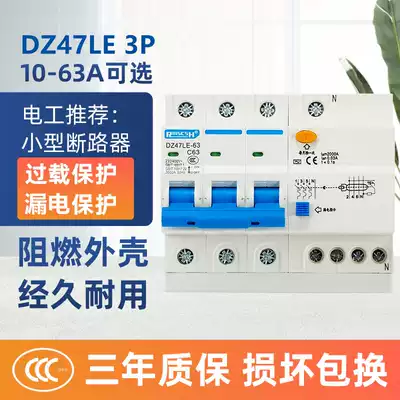 Shanghai people DZ47LE-63 leakage protection circuit breaker 3P household small three-phase air switch 10-63A