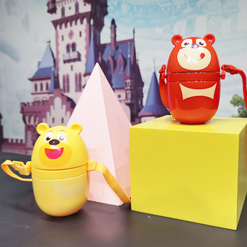 Fonte Water Cup Bear Infested Bear Two Children's Water Glasses Kindergarten Baby With Hanging Rope Straw Cup Cute Water Bottle