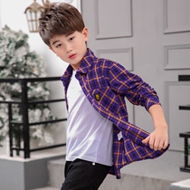 Middle and Big Boy cotton long sleeve shirt new childrens clothing spring dress childrens plaid shirt boy Spring and Autumn Tide clothes