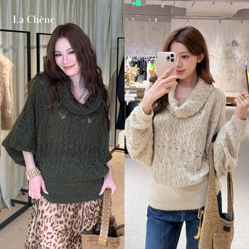 Xu Zhi Autumn/Winter 26 New Metallic Luster Cashmere Hollow Out Swing Collar Knitted Top for Women Chenshop Collection Store Xu Zhi Autumn/Winter 26 New Metallic Luster Cashmere Hollow Out Swing Collar Knitted Top for Women Chenshop Collection Store