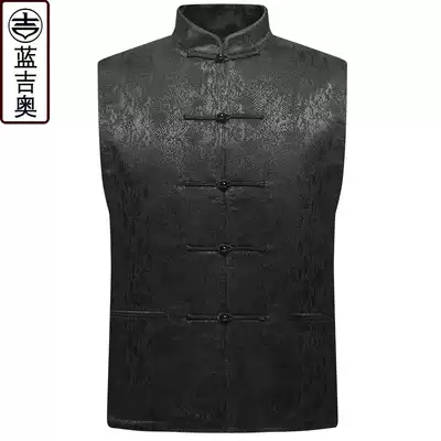 Middle-aged and elderly people Tang suit vest men's buckle coat Chinese vest waistcoat shoulder father grandfather Chinese style base horse clip