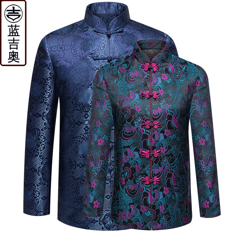 Old man in Tang suit Spring tunic Chinese suit Couple suit Mom and dad grandpa and grandma old man tea clothes