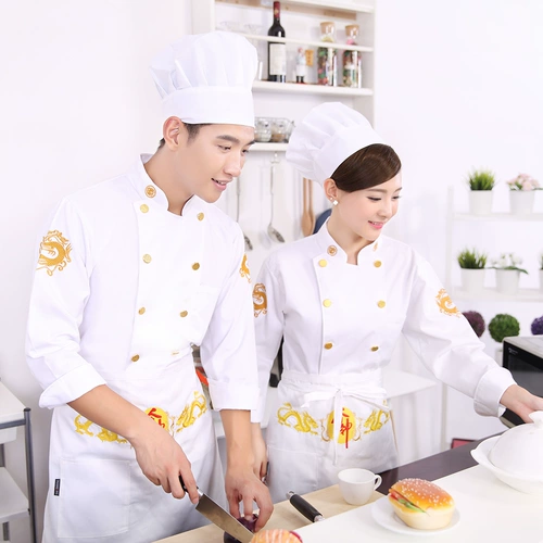 Униформа шеф-повара с короткими рукавами, рабочая одежда для общественного питания, столовая, ресторан, вышитый дракон, летняя кухня, дышащая мужская одежда для шеф-повара