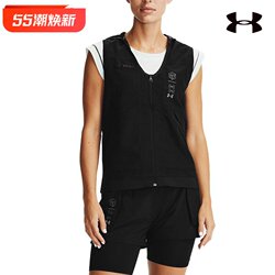 Under Armour UA 여성용 블랙 후드 조끼 재킷 봄 신상 러닝 스포츠웨어 피트니스 트레이닝 조끼 재킷