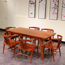 Hedgehog rosewood complete set of seven-piece dining table and chairs new Chinese rosewood 1 8-meter large dining table mahogany furniture