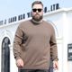 Yum Fox autumn and winter new round neck pure wool sweater for fat men loose sweater plus fat plus size knitted bottoming shirt