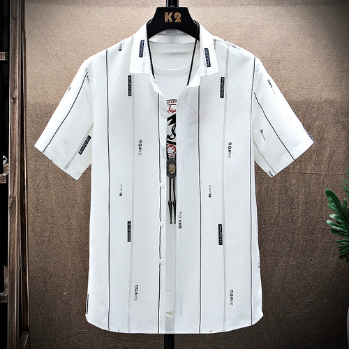 Летняя шелковая трендовая тонкая рубашка для отдыха, короткий рукав, облегающий крой, в корейском стиле, подходит для подростков