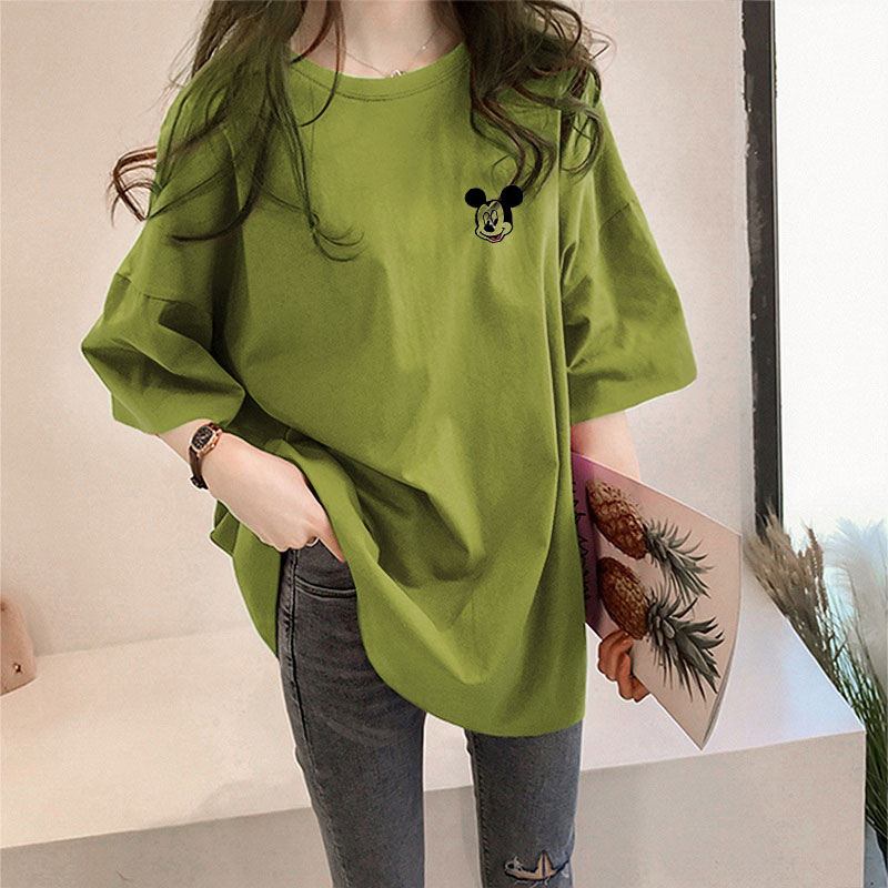1065 Bean Greenwhite T-shirt female Short sleeve ins Foreign style summer 2021 new pattern Korean version easy Versatile Best friend jacket tide