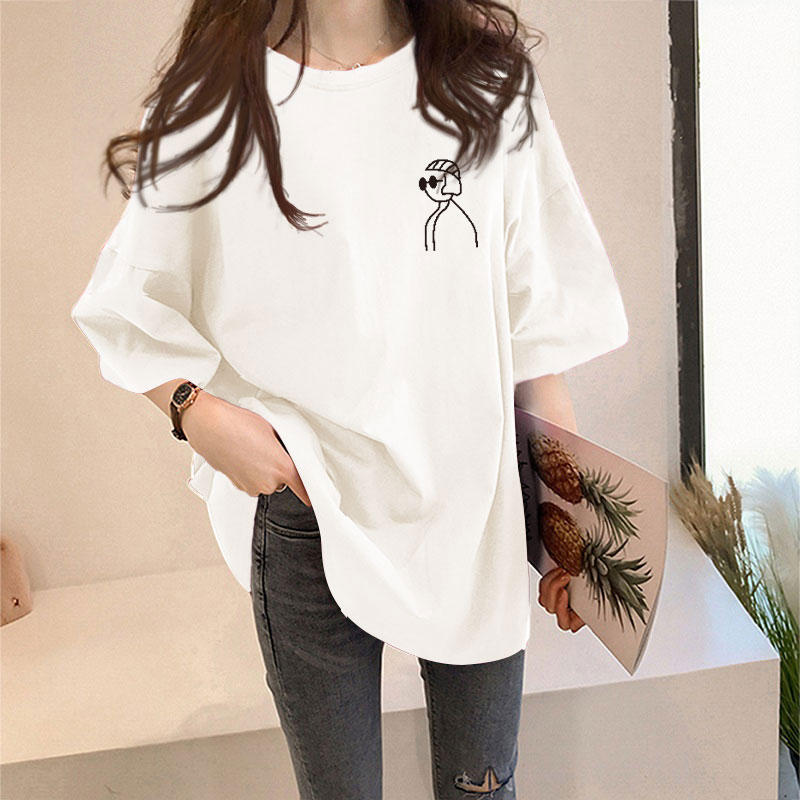 1082 × Whitewhite T-shirt female Short sleeve ins Foreign style summer 2021 new pattern Korean version easy Versatile Best friend jacket tide