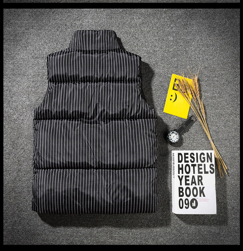 Áo khoác cotton nam mùa đông 2018 phiên bản mới của Hàn Quốc áo vest nam sọc nam cổ áo dày cotton áo ba lỗ tập gym