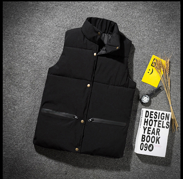 Áo vest cotton giản dị mùa thu nam mùa đông Hàn Quốc phiên bản áo đôi nam thủy tinh dày cổ áo vest ngắn trẻ trung áo khoác lông