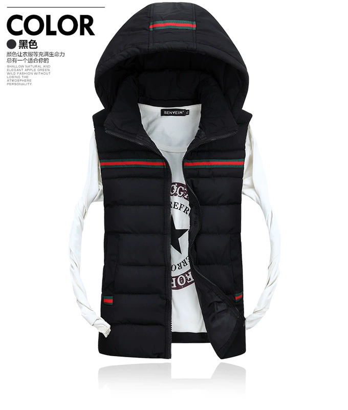 Cặp đôi vest nam cotton Mùa thu đông ngoài trời trùm đầu dày áo khoác không tay Hàn Quốc vest vest nam bình thường áo khoác ghi lê nam