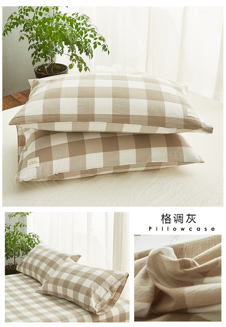 Gối bông giặt gối 48 * 74 Cặp bông đơn miễn phí hai vỏ gối sọc đơn giản gối tựa lưng