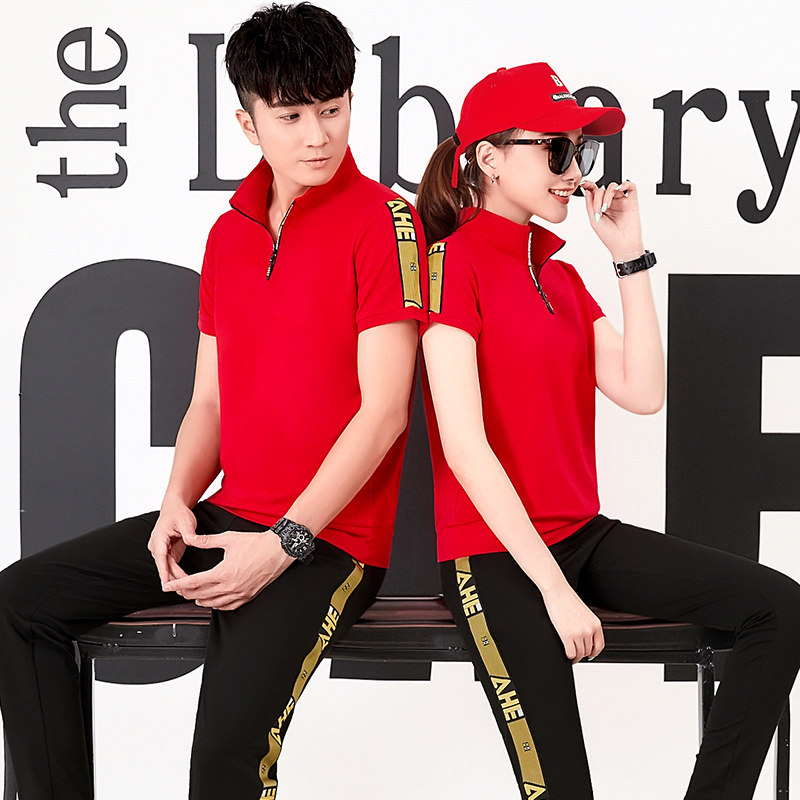 Lovers' dress with summer fit a whole set of sports suit men's summer 2022 new cotton short sleeves Two sets of summer dress trendy thin