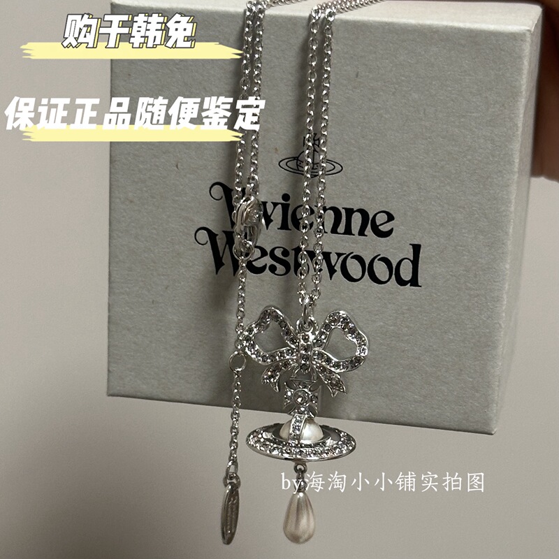 Authentic Korean Product｜Vivienne Westwood Rigoberta Saturn Pearl Necklace with Bow