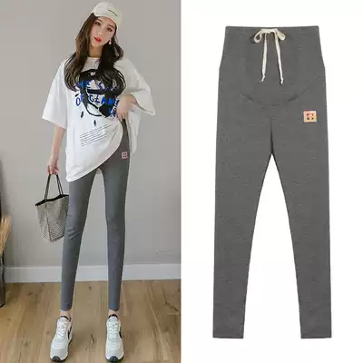 Pregnant women pants spring and autumn thin wear tide mother fashion thread pregnant women pants nine-point small foot cotton trousers spring clothes