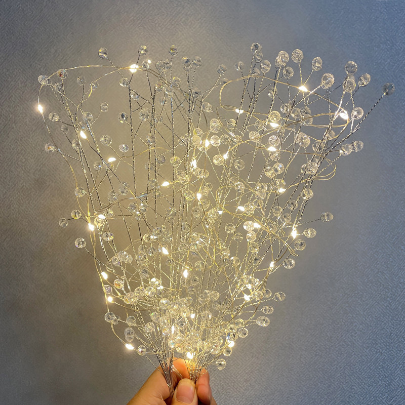 Full Star flowers Branches Handcrafted Finished Glass Beads Flower Bouquet Light Inserts Vase Drying Flowers Decorations and Creativity Pendulum presents