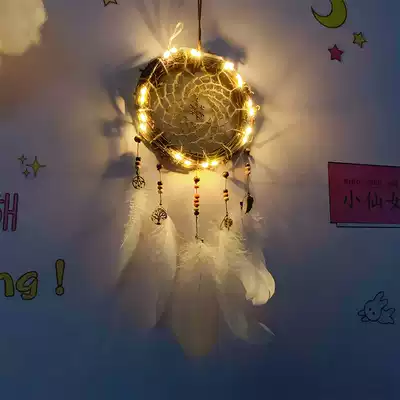 Rattan circle dreamcatcher handmade diy material feather bed head hanging dormitory ins girl room decoration boyfriend gift