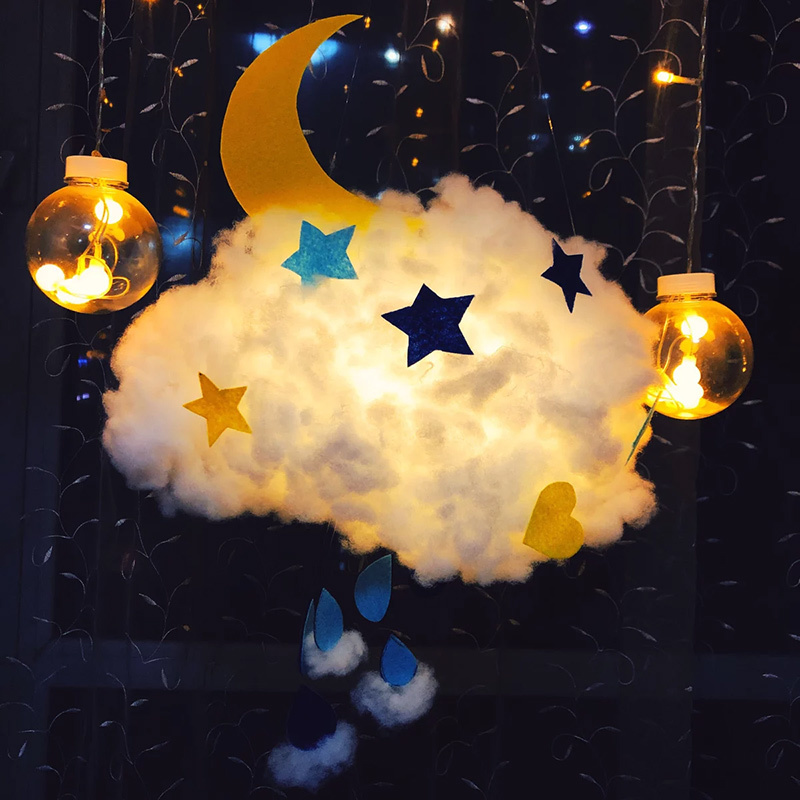 Cotton Cloud Lamp DIY Materials Creative Gift Dormitory Decoration ins Bedroom Hanging Decoration Girly Night Light