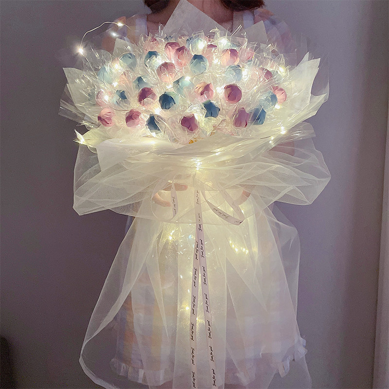 Ins luminous lollipop bouquet handmade diy material bag net red snacks candy to send girlfriends birthday gift