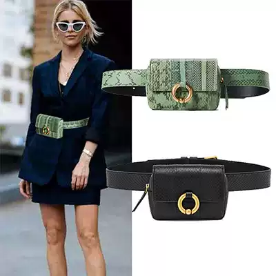Star same fashion belt mobile phone running bag female tide ins snake leather belt chain bag small versatile chest bag