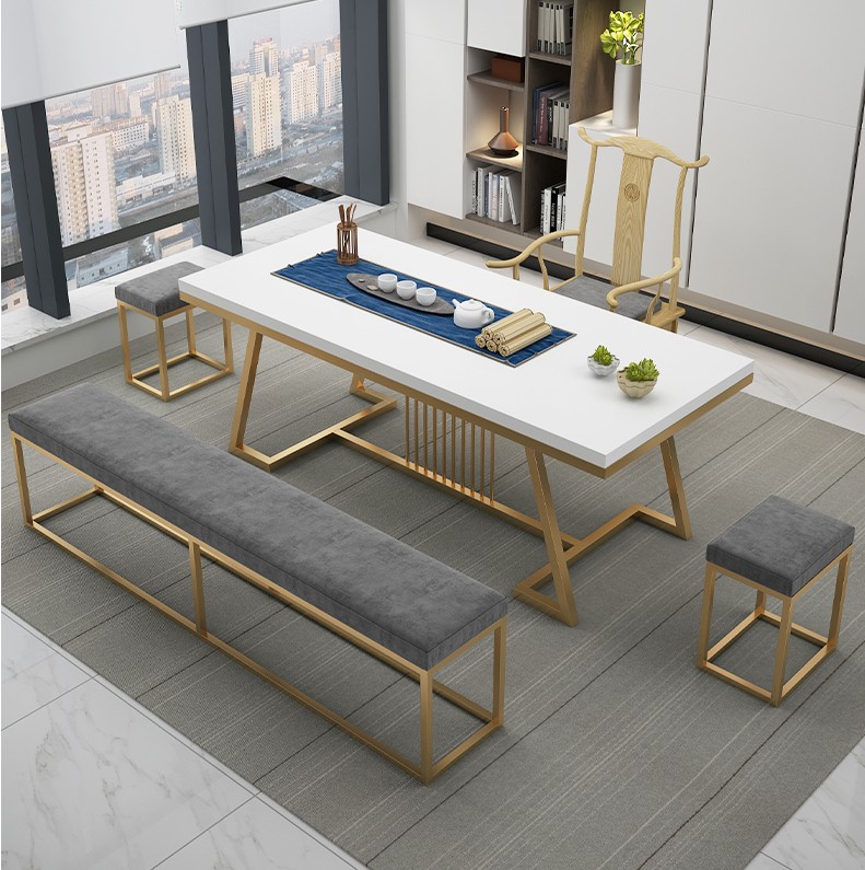 New Chinese-style modern light luxury solid wood tea table and chair combination simple Zen tea table balcony home drinking tea table and chair tea table